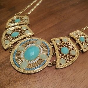 Gold chunky boho statement necklace